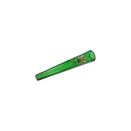 Chillum Cristal Verde con Hoja 15 cm. Black Leaf