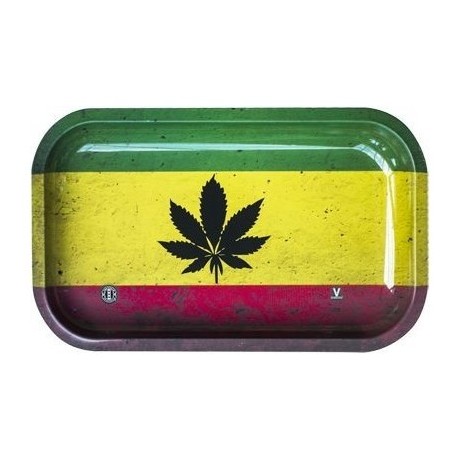 Bandeja Metal Rasta Leaf 14 x 17,5 cms.