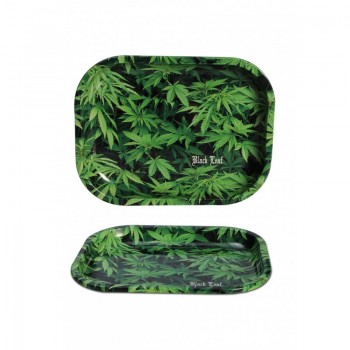 Bandeja Metal Black Leaf 14...